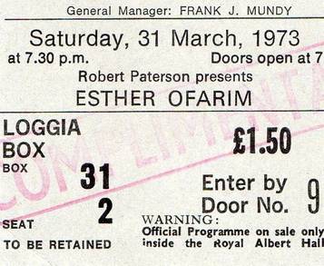 Esther Ofarim - concert ticket 1973